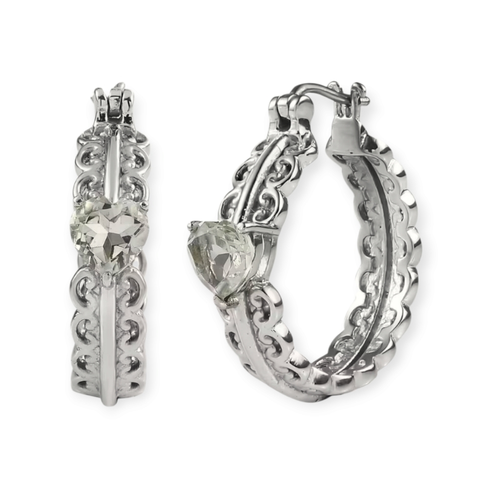 Prasiolite Hoop Earrings